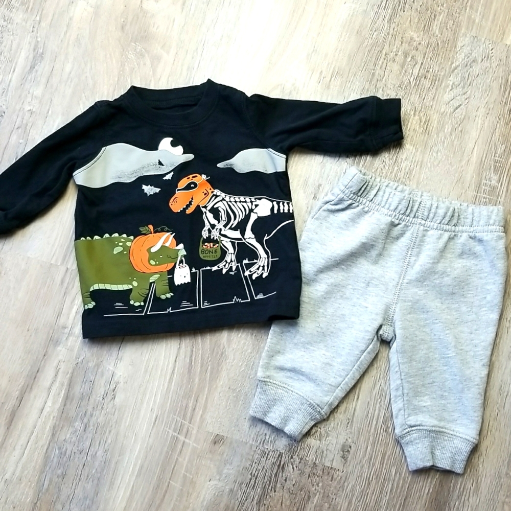 Carter's 3m Boys Halloween dinosaur trick treat outfit long sleeve shirt joggers